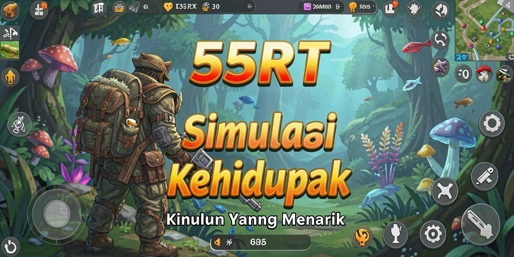 Tampilan gameplay yang menarik dari 55RT dengan interaksi sosial.