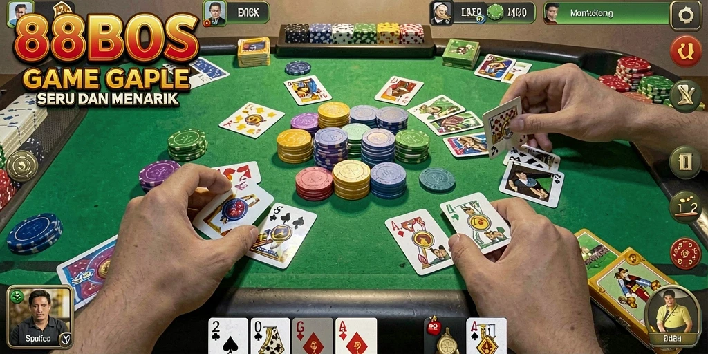 Screenshot gameplay seru dari 88BOS yang menggambarkan keseruan Gaple.