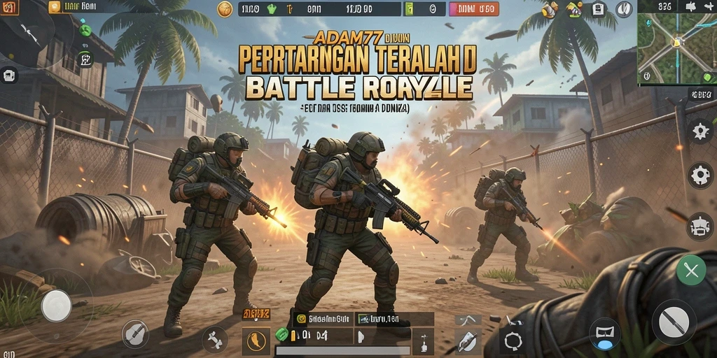 Tampilan gameplay seru dan intens di ADAM77 Battle Royale.