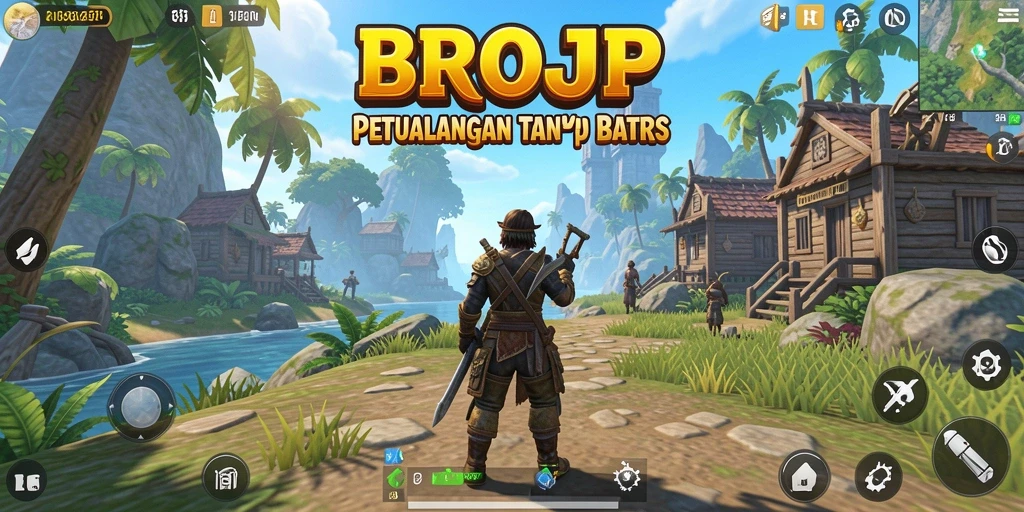 Tangkapan layar utama BROJP memperlihatkan gameplay epic di dunia terbuka yang menakjubkan.