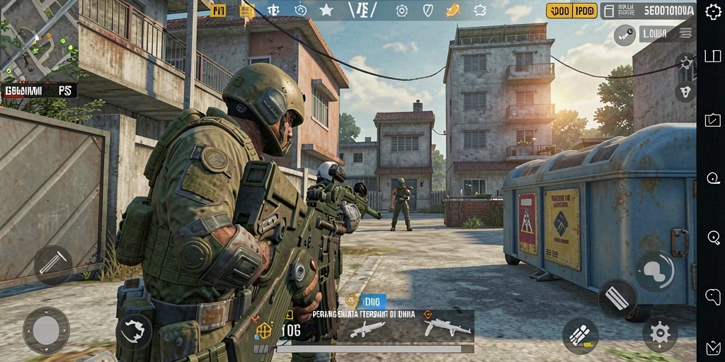Gameplay D06 dengan pertempuran FPS yang intens dan mendebarkan.