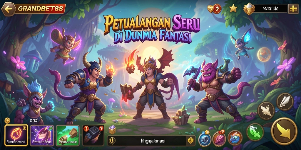 Tampilan gameplay penuh aksi dalam dunia petualangan GRANDBET88.