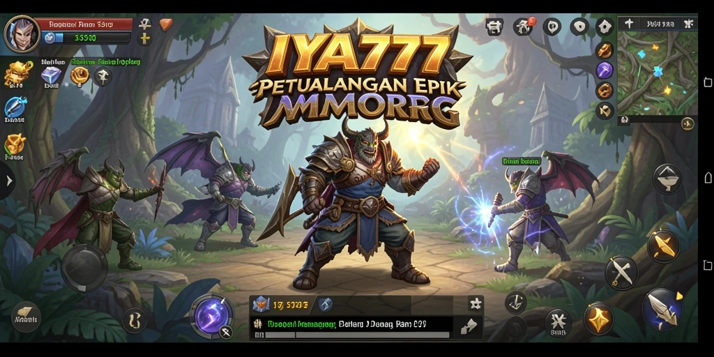 Screenshot utama IYA777 menampilkan pertempuran seru di dunia MMORPG.
