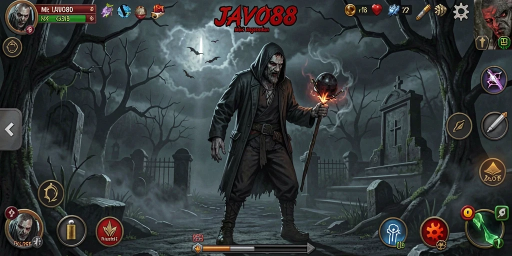 Screenshot menunjukkan suasana mencekam dari gameplay JAVO88.
