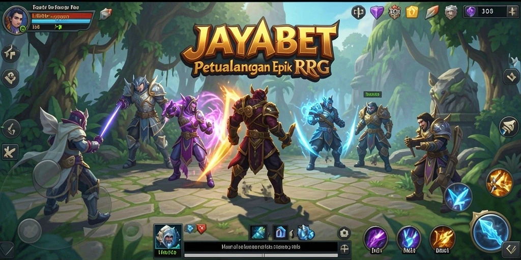 Tangkapan layar gameplay JAYABET yang menggambarkan aksi pertarungan epik.