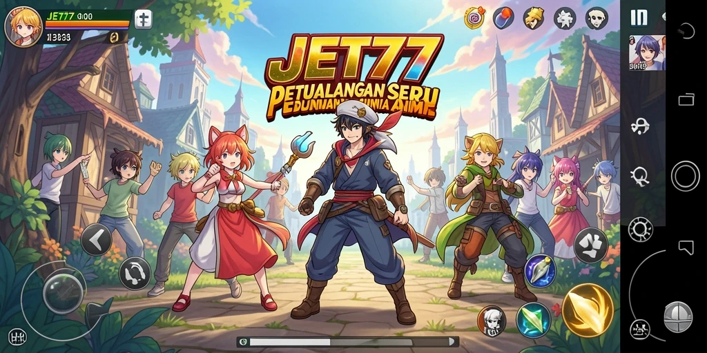 Gameplay JET77 menampilkan karakter anime yang ikonik dalam pertarungan seru.