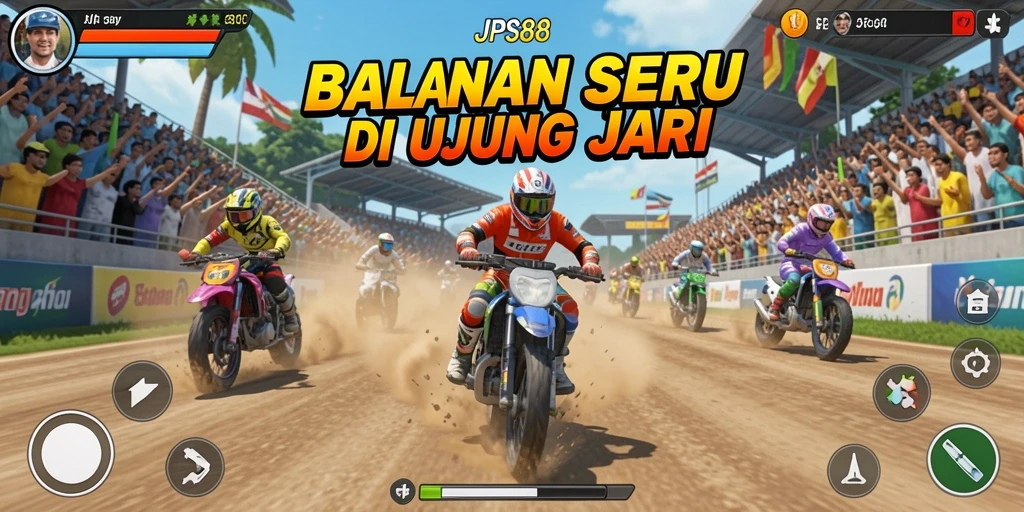 Tangkapan layar gameplay JPS88 yang menunjukkan aksi balapan yang mendebarkan.