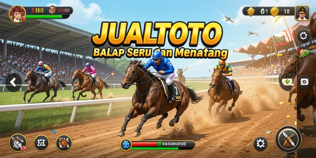 Tampilan balapan seru di JUALTOTO dengan grafik memukau.