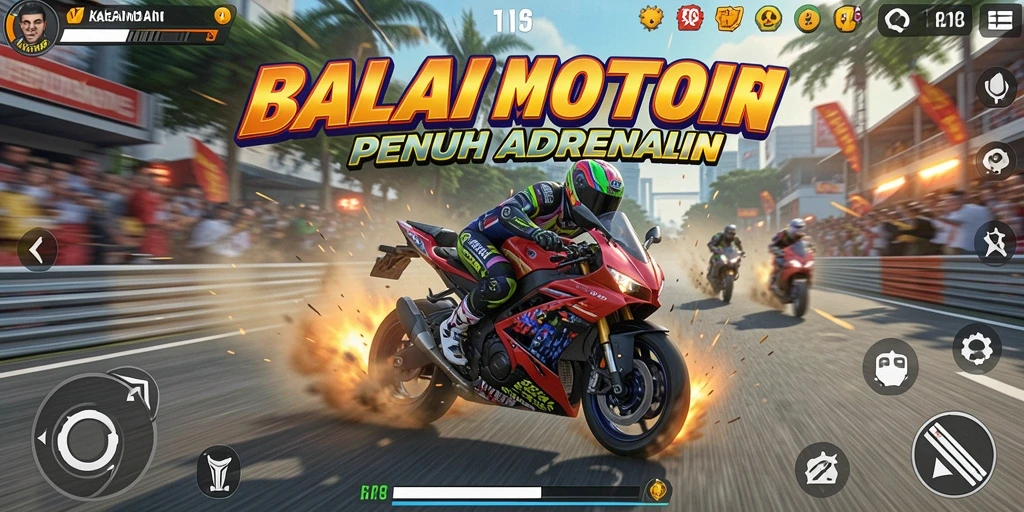 Gameplay KAGANDAN dengan balapan motor yang seru dan mendebarkan.