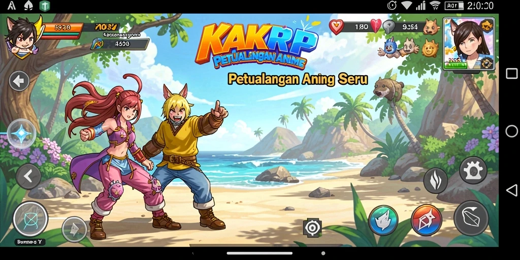 Tampilan gameplay KAKRP yang memukau dan karakter anime yang keren.