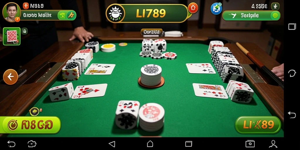 Screenshot gameplay LI789 menampilkan keseruan bermain gaple.