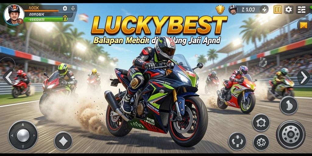Gameplay menegangkan dalam LUCKYBEST dengan grafis motor racing yang memukau.
