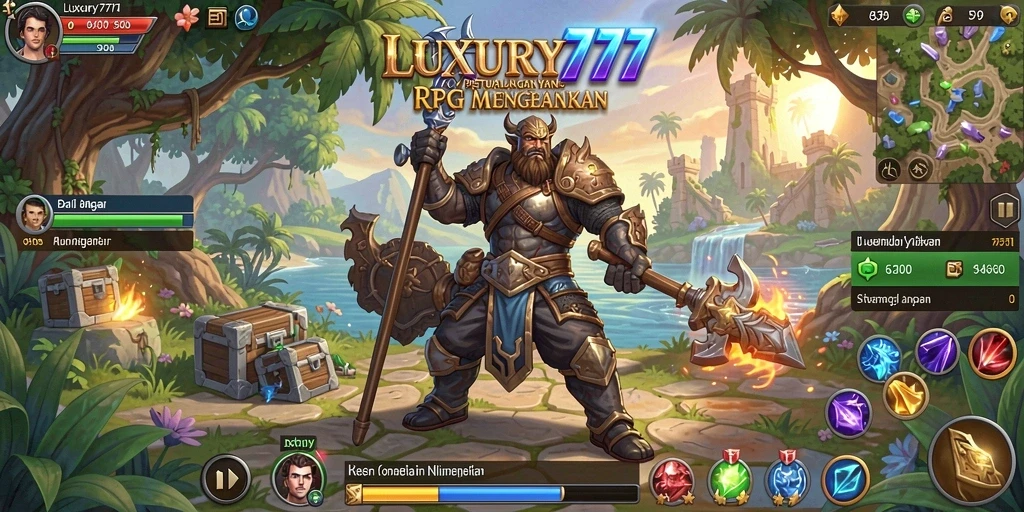 Tampilan gameplay LUXURY777 menampilkan pertarungan seru antara karakter dalam dunia fantasi.