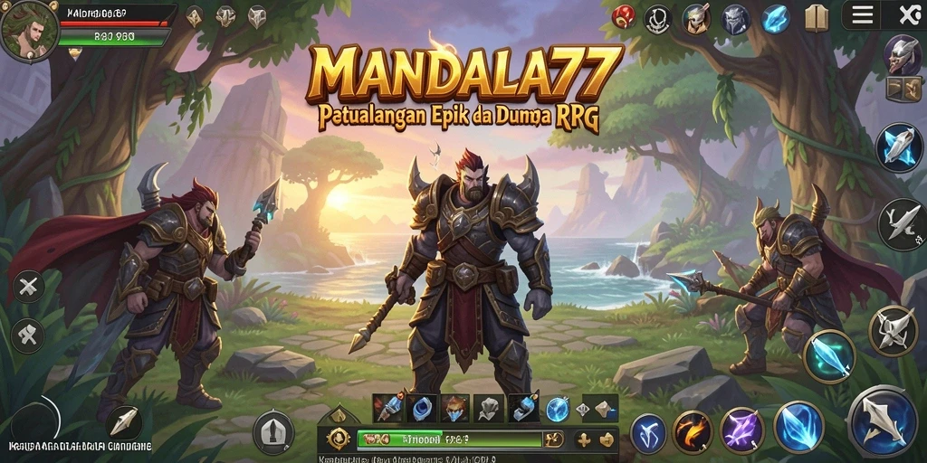 Tampilan gameplay MANDALA77 yang mengesankan dengan karakter dan latar belakang menakjubkan.