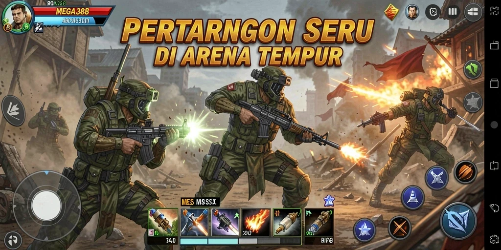 Tampilan gameplay pertarungan seru di MEGA388.