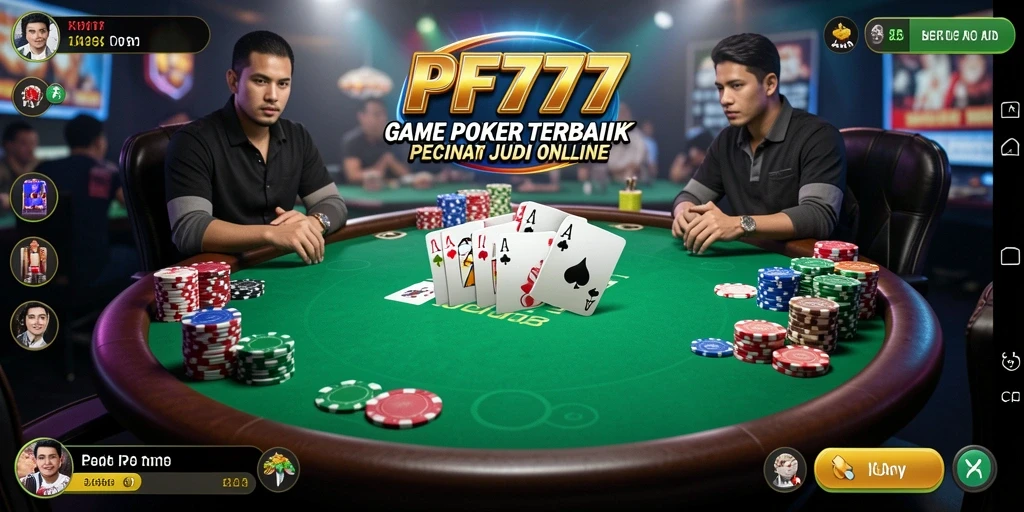 Tampilan utama gameplay Poker di PF777 yang seru dan mengasyikkan.