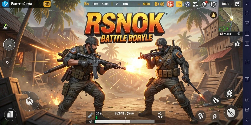 Tampilan menarik dari gameplay RSNOK menunjukkan aksi pertempuran Battle Royale yang intens.