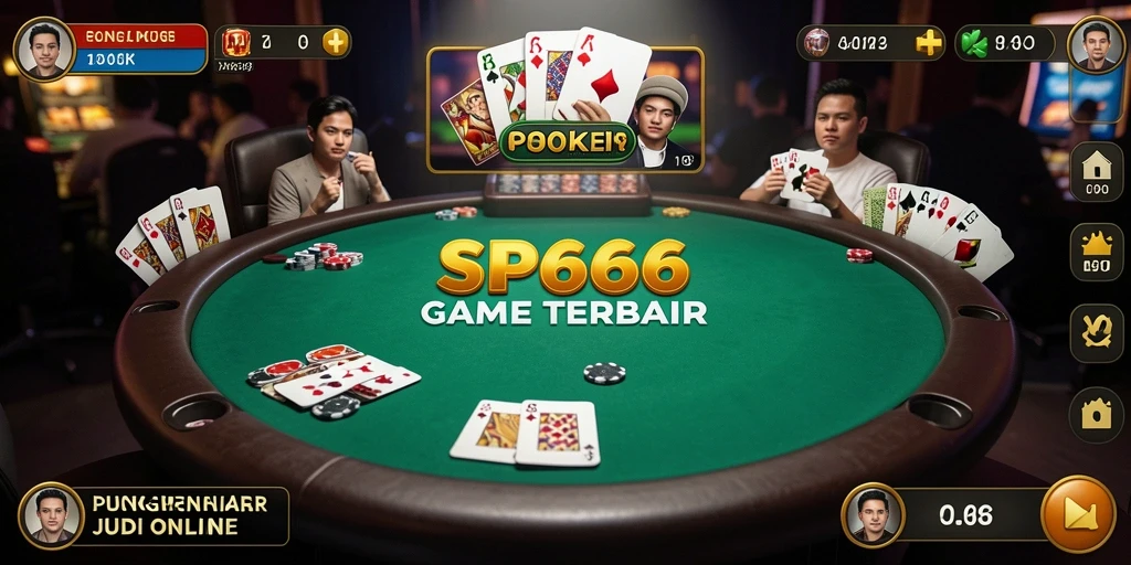 Tampilan gameplay menegangkan di SP666 saat bermain poker.