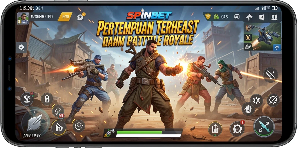 Tampilan utama gameplay SPINBET yang intens dalam pertempuran Battle Royale.