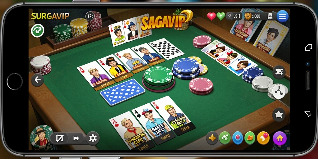 Tampilan gameplay SURGAVIP yang menggambarkan keseruan bermain Gaple.