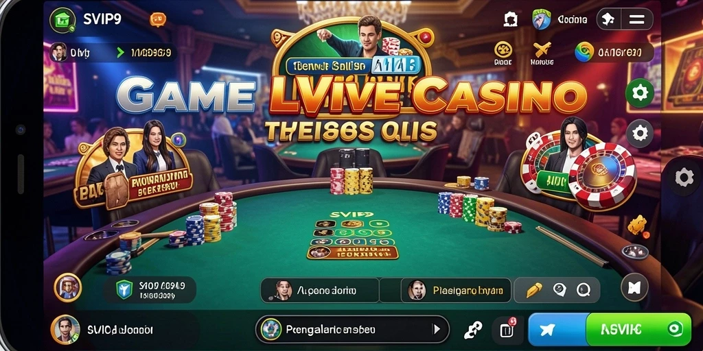 Screenshot gameplay SVIP9 menunjukkan dealer profesional dan pengalaman Live Casino yang mendebarkan.