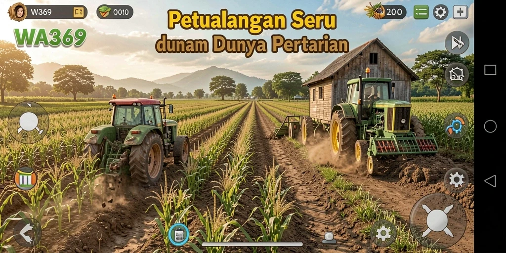 Screenshot gameplay WA369 menunjukkan aktivitas bertani yang menyenangkan dan interaktif.