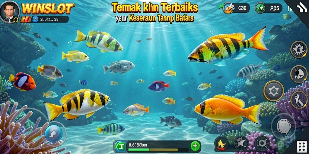 Screenshot gameplay WINSLOT menampilkan aksi menembak ikan yang mendebarkan.